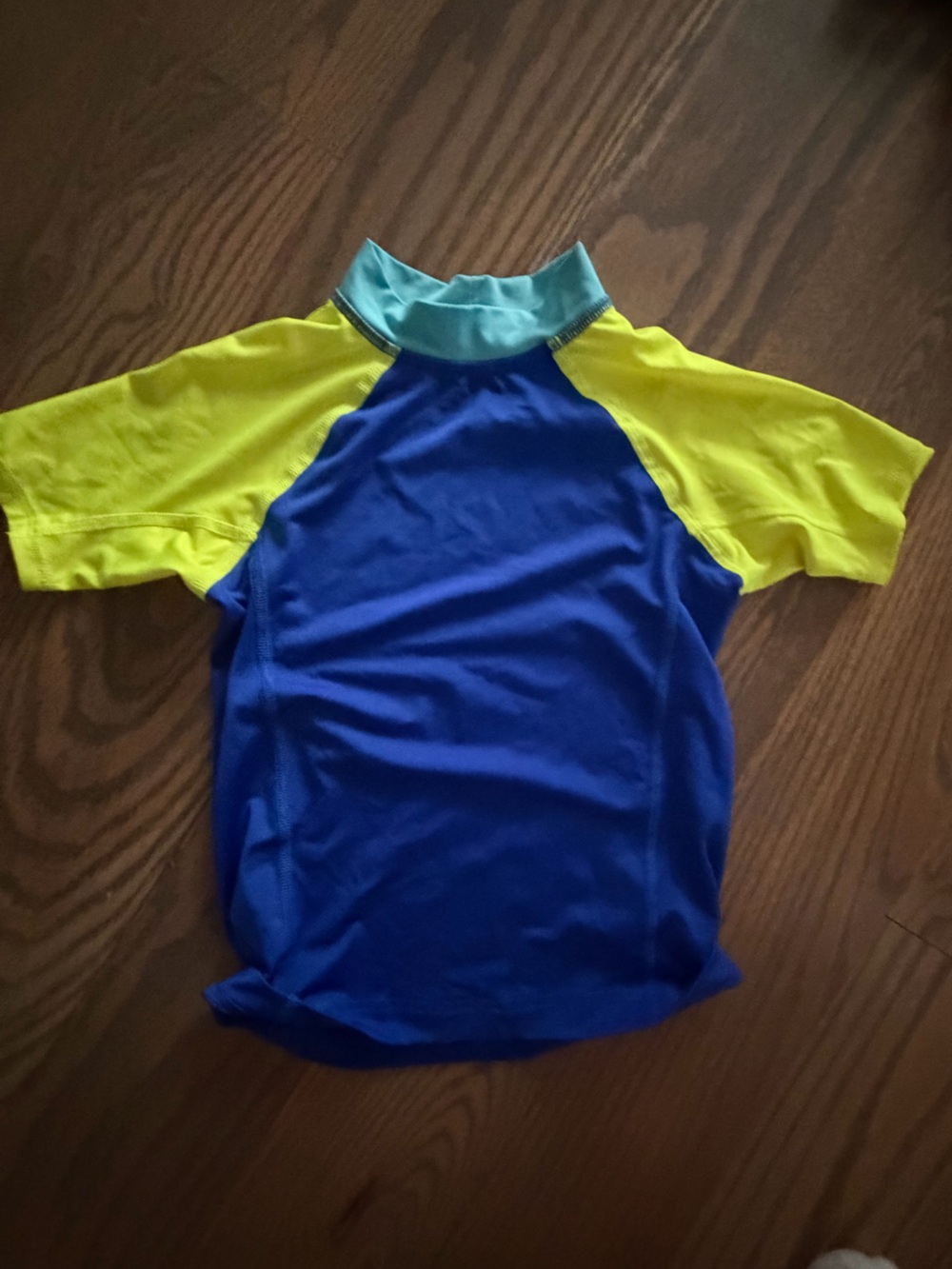 Lands' End Kids One-Piece Swim Suit in Neon Yellow, Royal Blue & Aqua